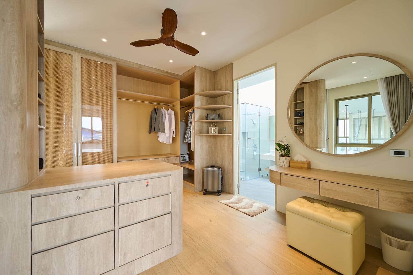 Bathroom vanity and wardrobe at Villa Belcasa