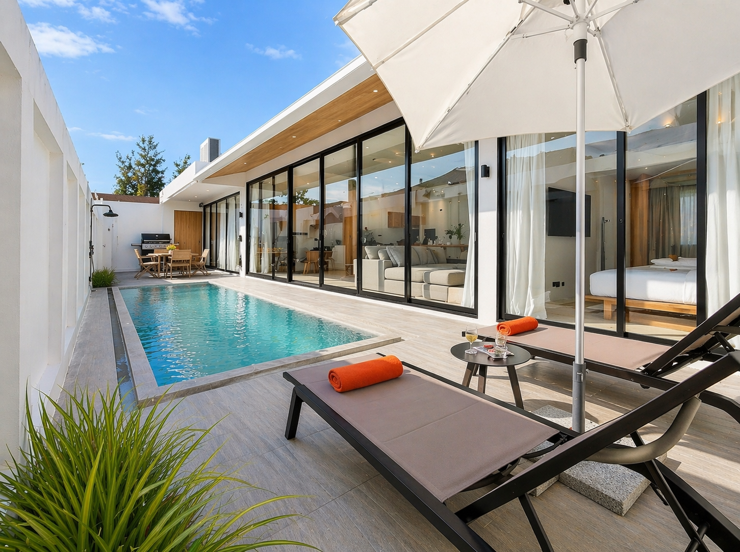Villa Belplaya, a single-storey coastal pool villa steps from Bangtao Beach